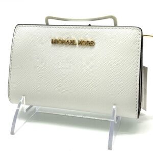 Michael Kors Medium Bifold Zip Chain Wallet Optic White